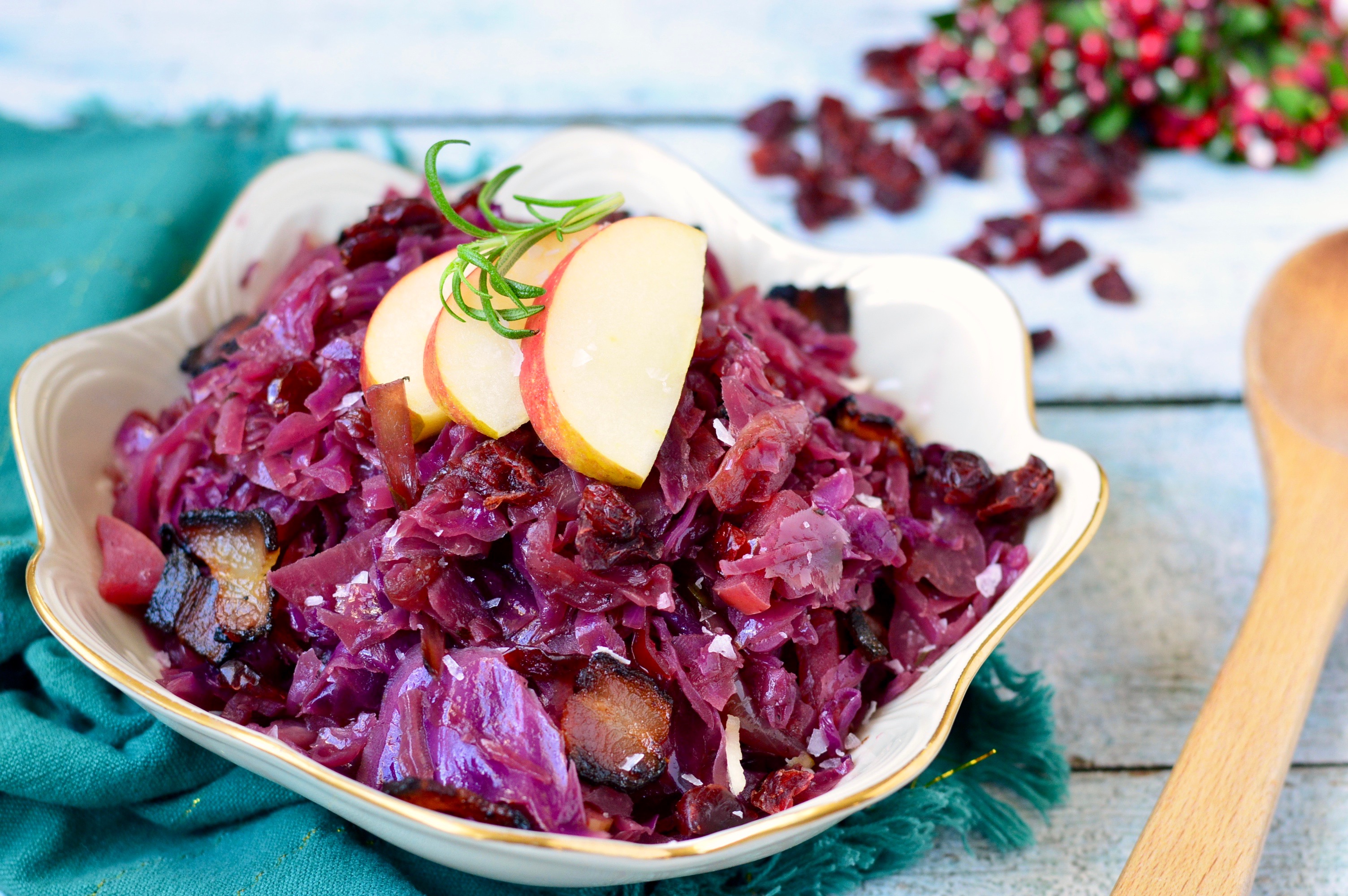 Bacon-Braised Red Cabbage with Apples ~ Real Food with Dana