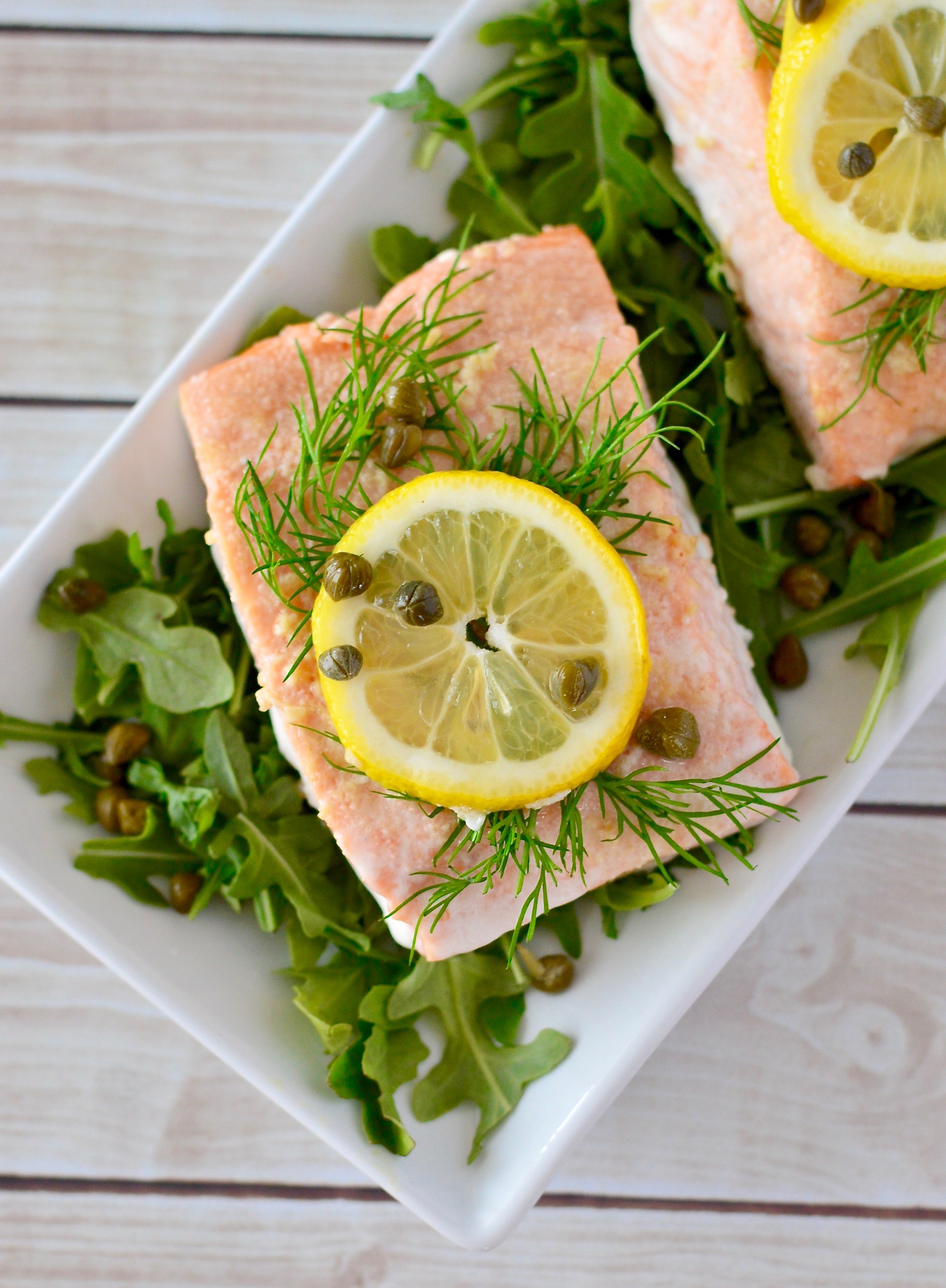 Simple Lemon-Dill Baked Salmon with Caper Aioli - Dana Monsees Nutrition