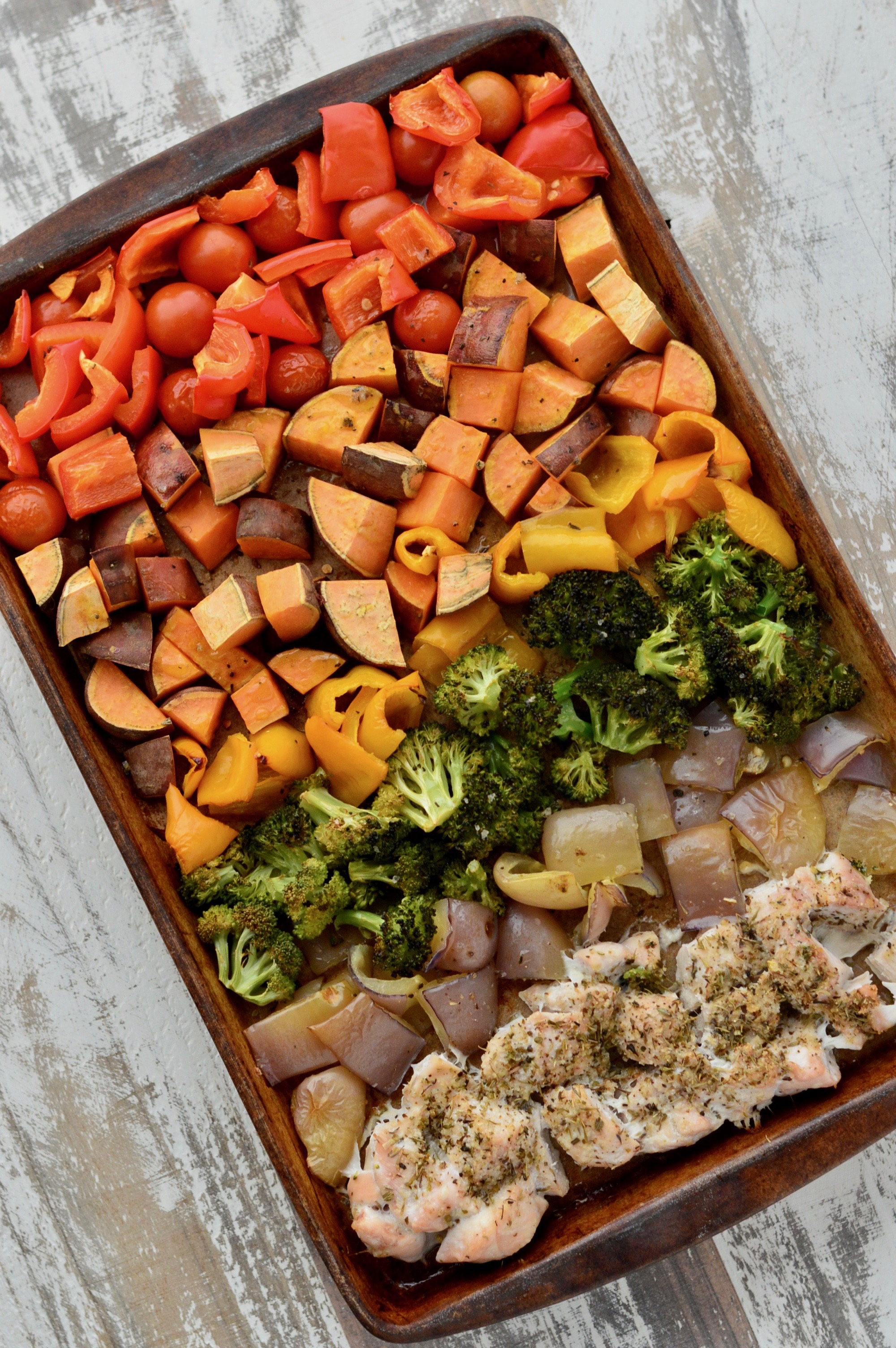 Chicken & Veggies Meal Prep Sheet Pan Bake